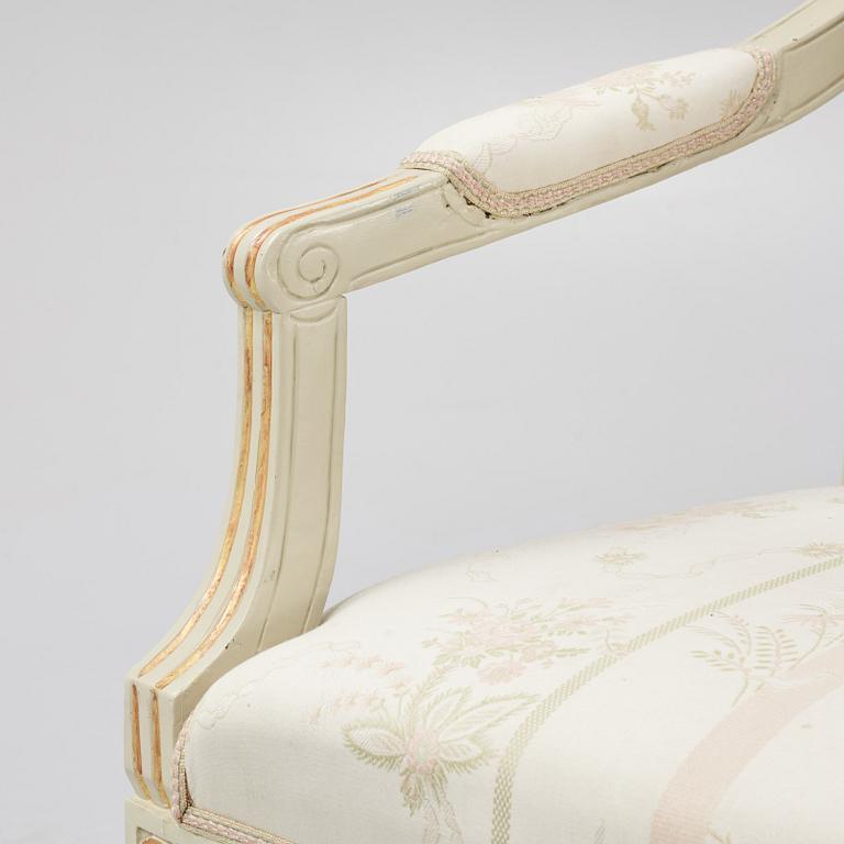 A late Gustavian style armchair, Lindome, circa 1800.