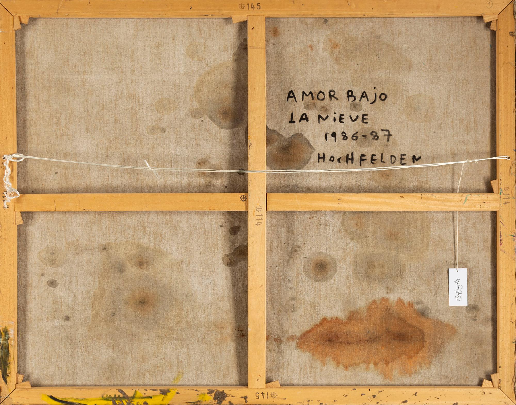 VICTOR MIRA, olja/blandteknik på duk, signerad. Signerad och daterad 1986-87  a tergo.