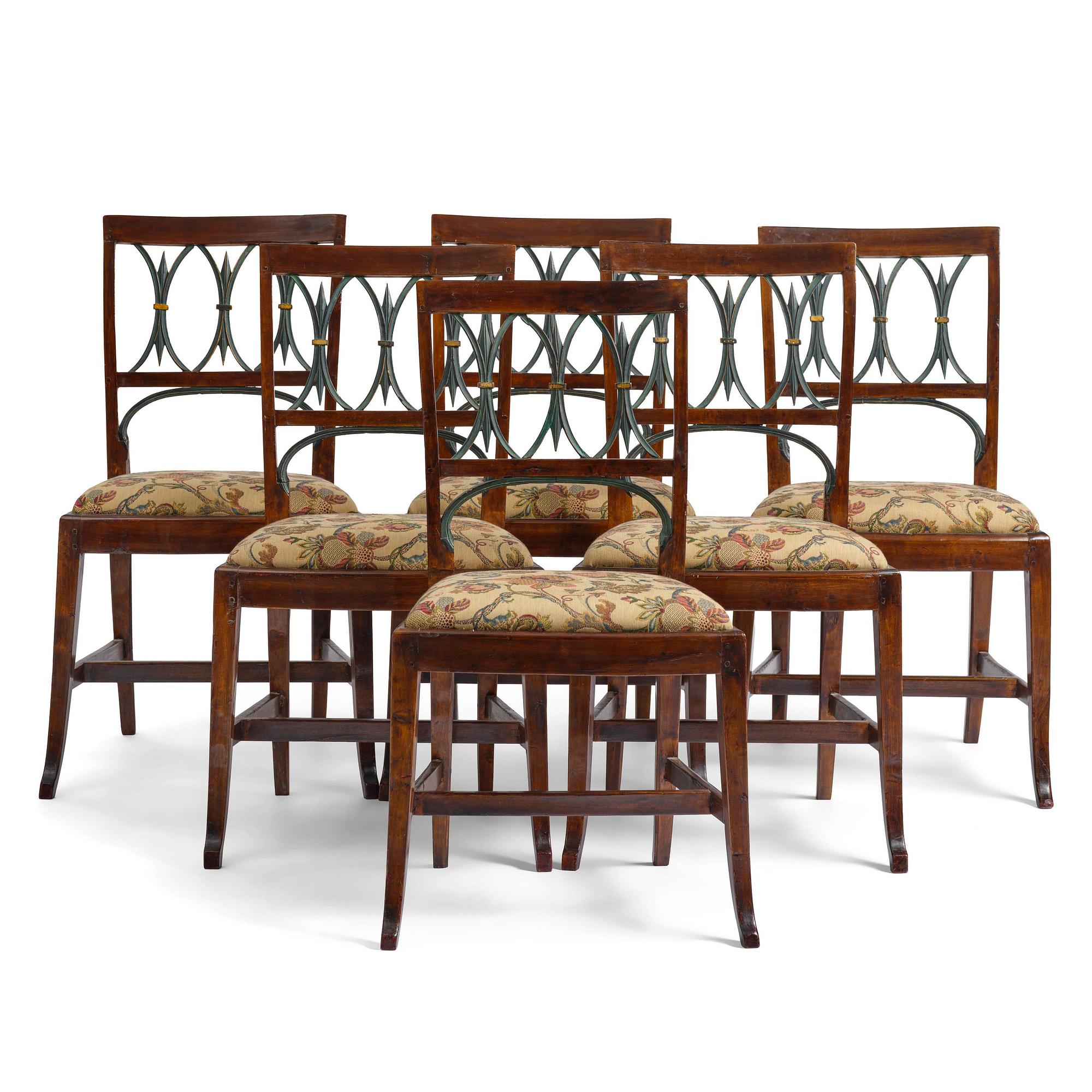 A set of six Russian Empire chairs, early 19th century.