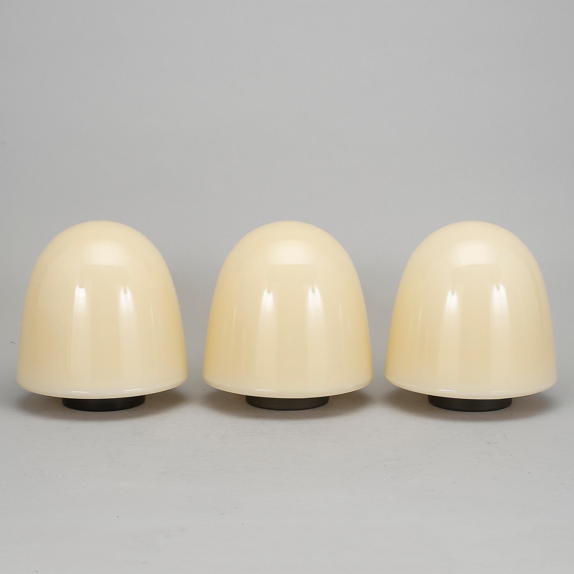 TAKLAMPOR, 3 stycken, glas, Böhlmark, 1930-tal.