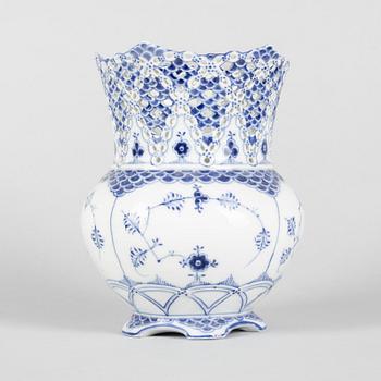 A blue and white "Blue Fluted Full Lace" porcelain vase, Royal Copenhagen, model 1124, post 1923.