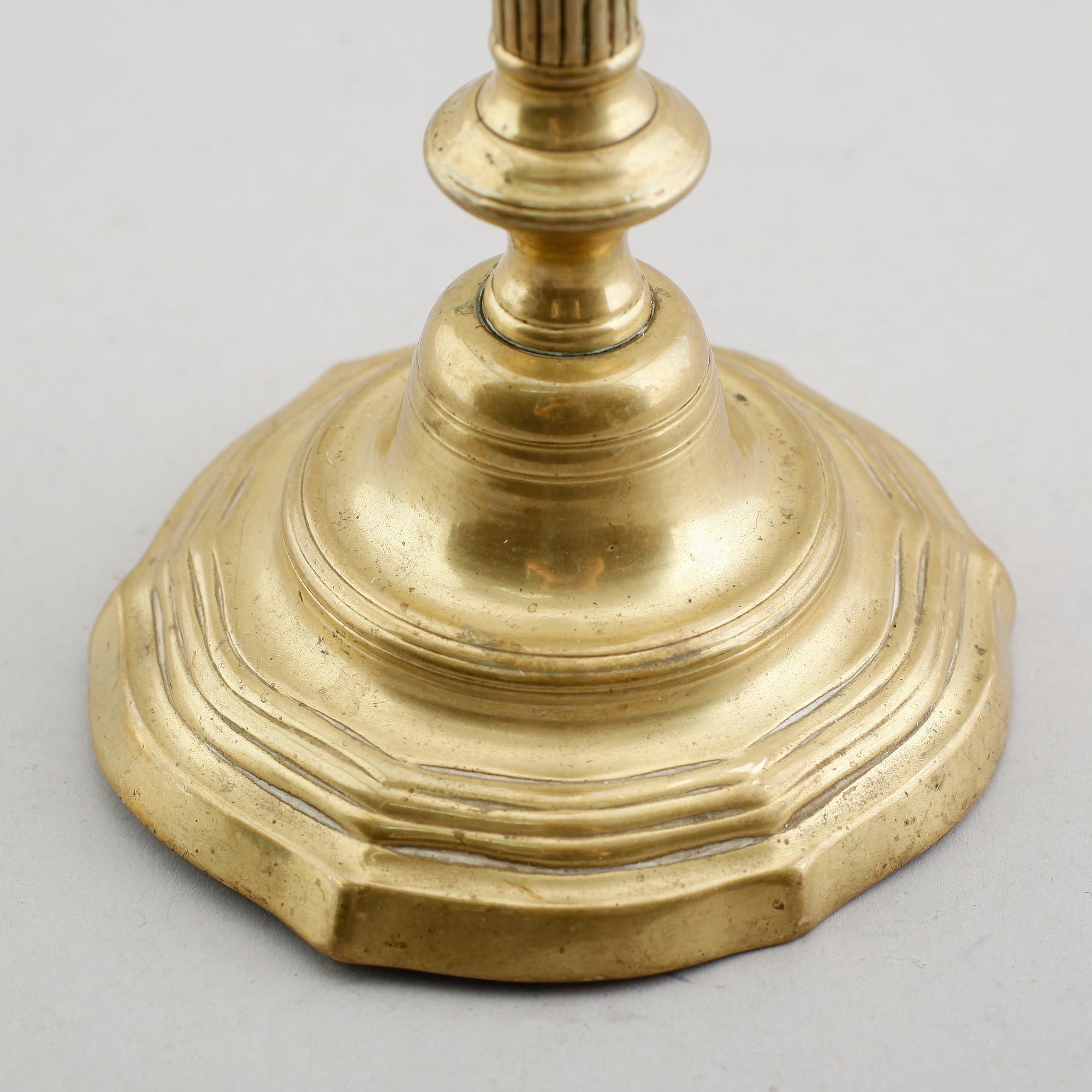 LJUSSTAKE, mässing, 1700-tal.