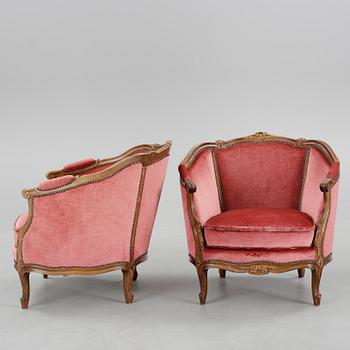 FÅTÖLJER, ett par, Louis XV-stil, 1900-talets mitt.