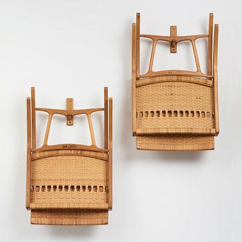 Hans J. Wegner, a pair of model 512 oak 'Folding Chairs' executed by Johannes Hansen, Denmark 1950's.