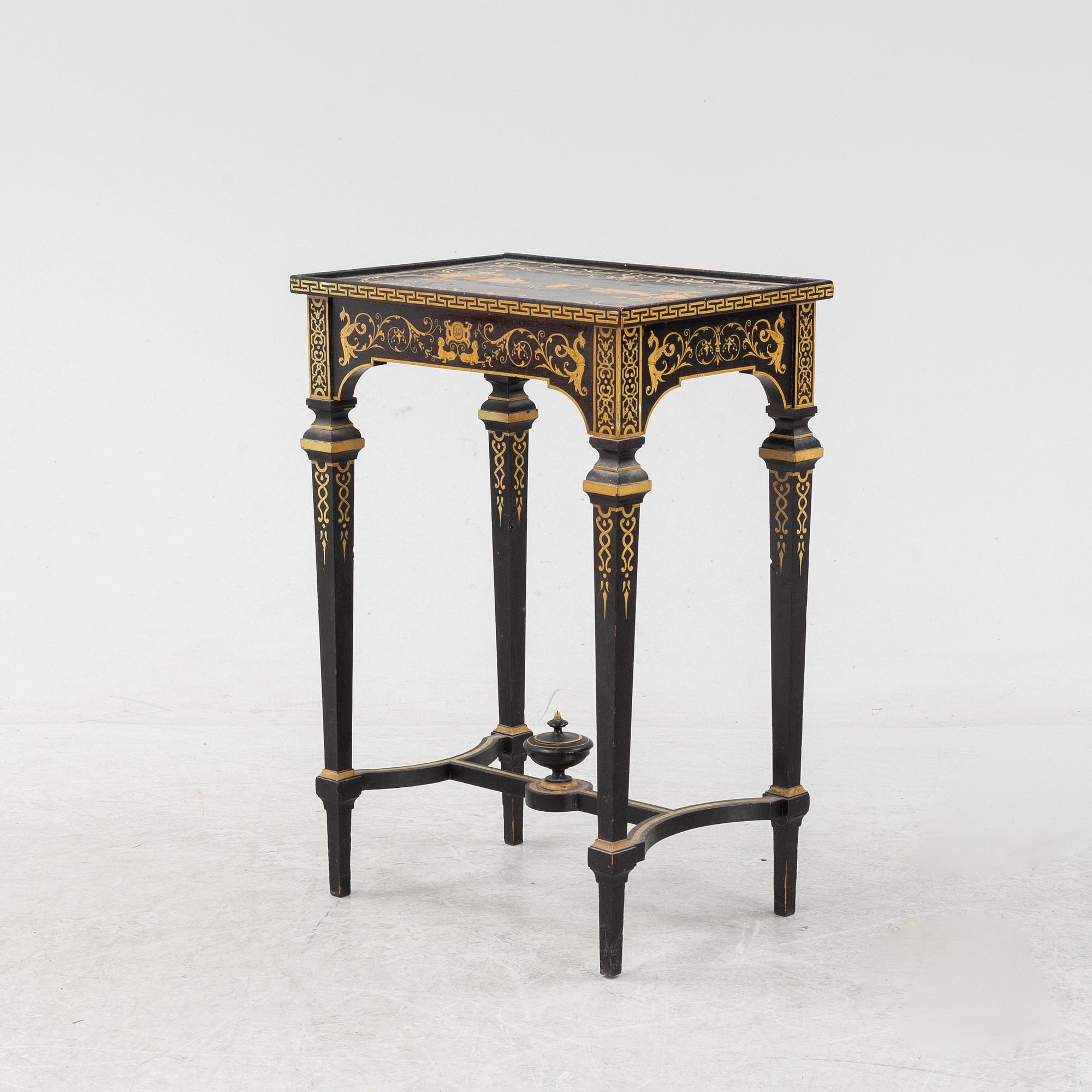 Bord med skrin, Ersbach und Hausness Blechwarenfabrik, Dresden, 1880-tal.