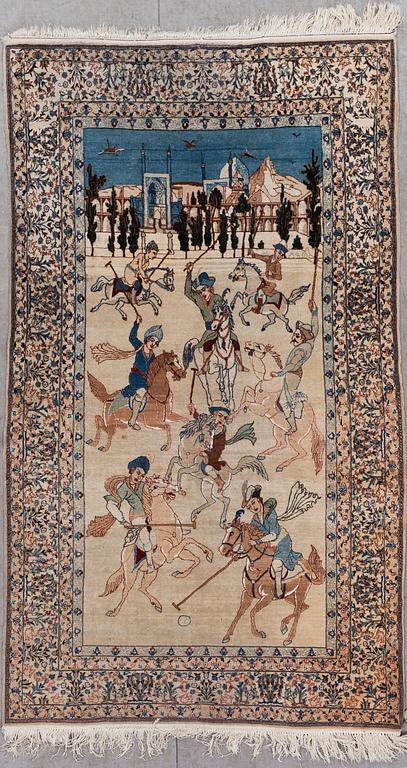 MATTA, old, Isfahan, figural, silkesinslag, ca 181 X 105cm.