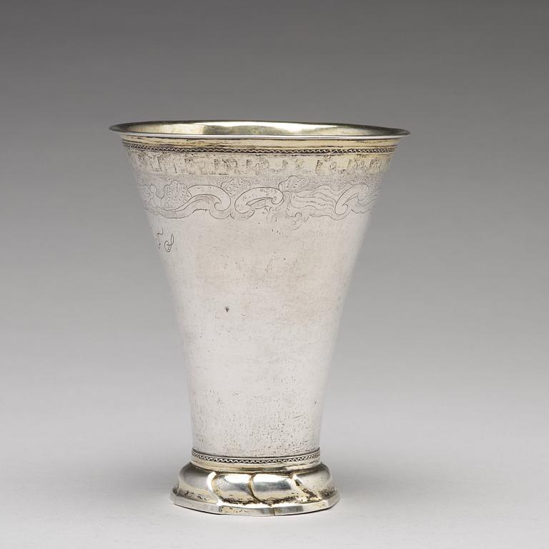 A Swedish 18th century parcel-gilt silver beaker, mark of Henrik Wittkopf, Stockholm 1761.