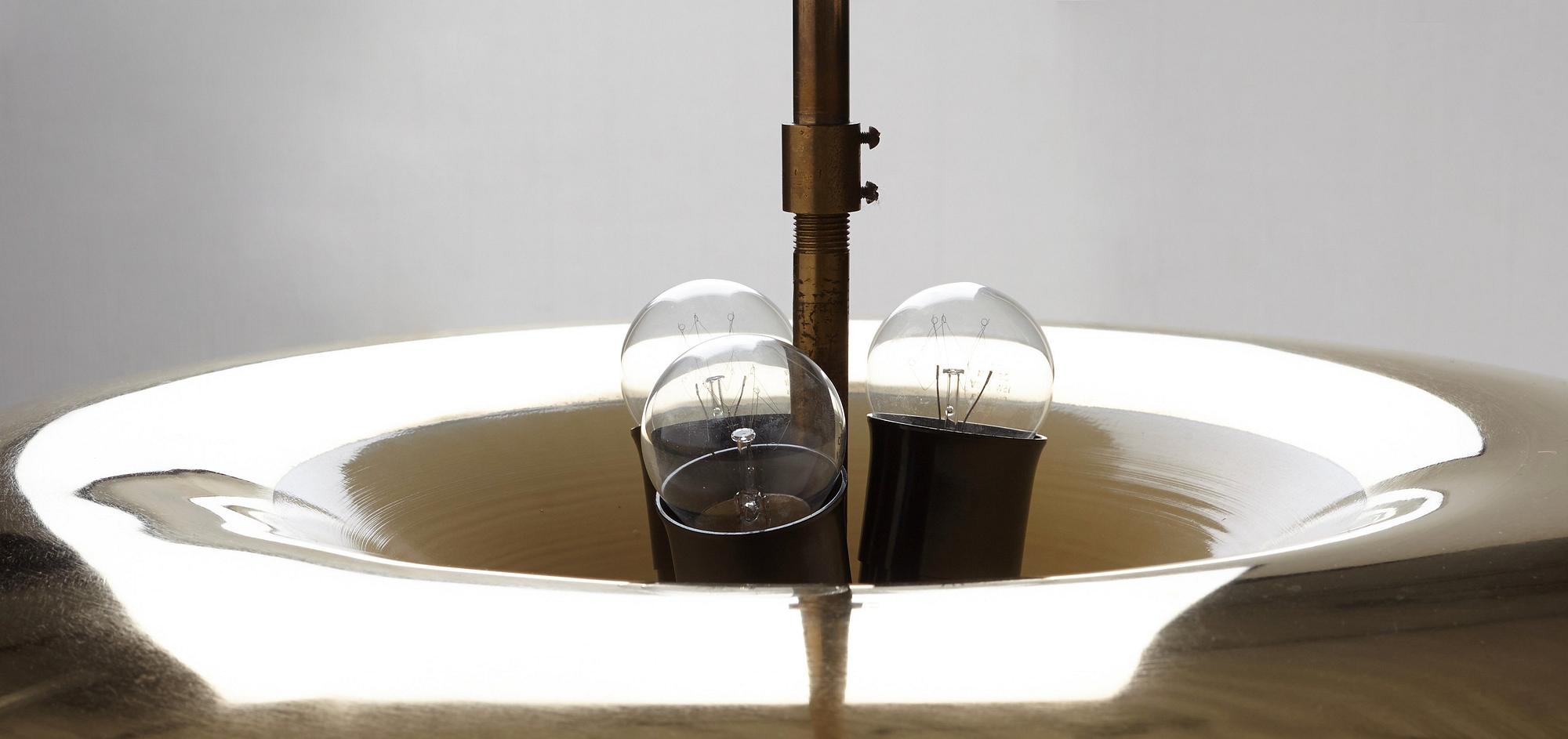 Harald Notini, A Harald Elof Notini Swedish Modern brass ceiling lamp, Böhlmarks Lampvarufabrik, probably 1940's.