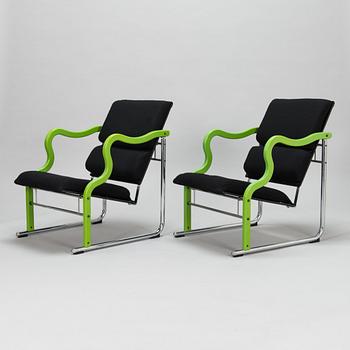 Yrjö Kukkapuro, a pair of 1980's 'Experiment' armchairs for Avarte.