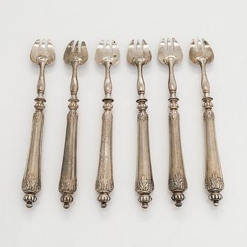 Ostrongafflar, 6 st, silver 800, 1900-tal.