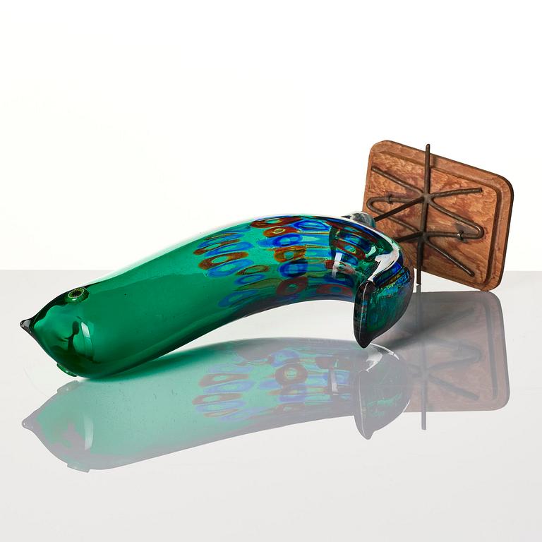 Alessandro Pianon, skulptur, "Pulcino", glas, fågel, Vistosi, Italien, 1960-tal.