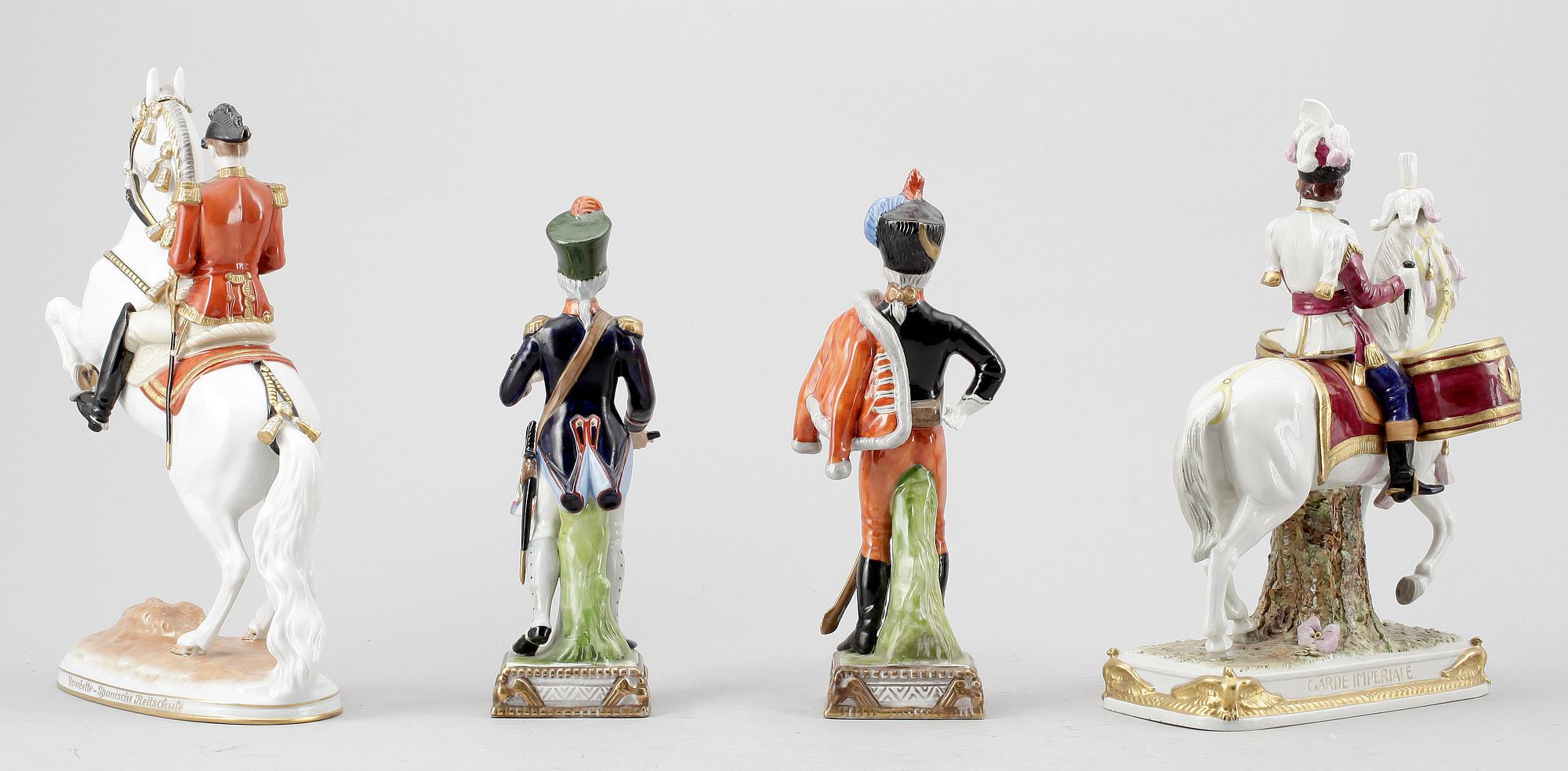 PARTI FIGURINER, 4 st, porslin, bland annat Wien. 1900-talets första del.