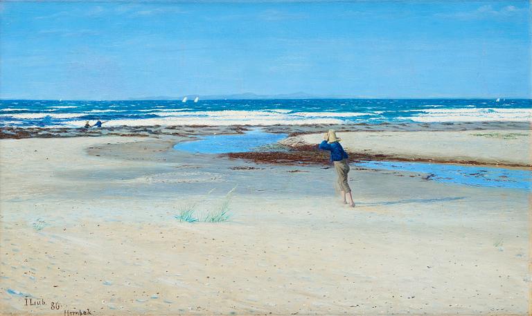 John Lübschitz, - "Strandbillede. Frisk Vind". View towards Kullaberg on the south west coast of Sweden.