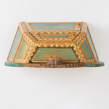 Gérard Rigot, a painted and carved oak cabinet, exectued in his studio, France, second half of the 20th century.