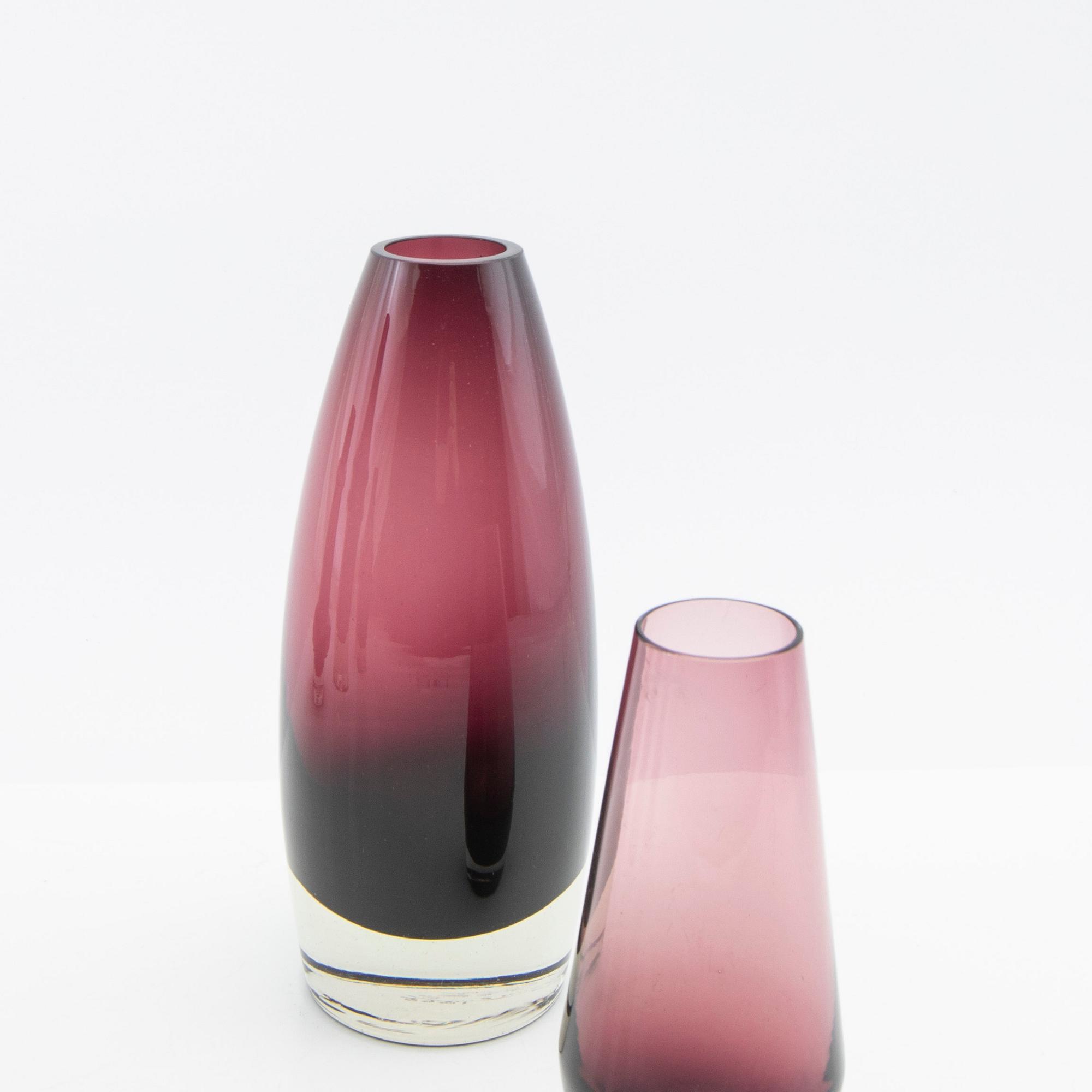 Tamara Aladin, vases, 5 pcs, glass, Riihimäen Lasi, Finland, 1960s/70s.
