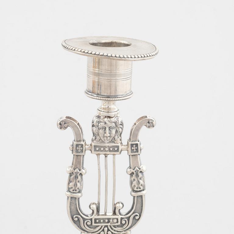 A pair of Swedish silver candlesticks, mark of Adolf Zethelius 1823.