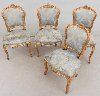 STOLAR, 4 st, rokokostil, 1800-talets andra hälft.