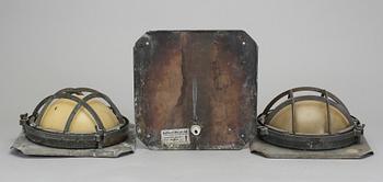 VÄGGLAMPOR/SKEPPSLAMPOR, 3 st, Hallborn Metall AB, 1900-andra hälft.