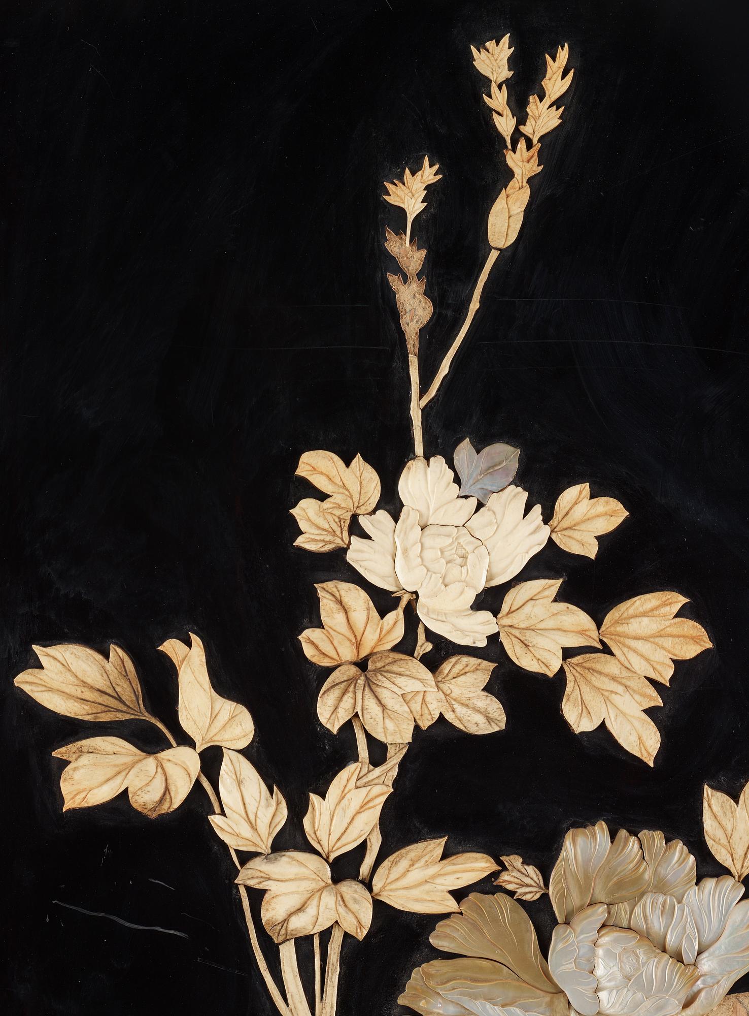 A Japanese wooden panel/screen, 20th century.