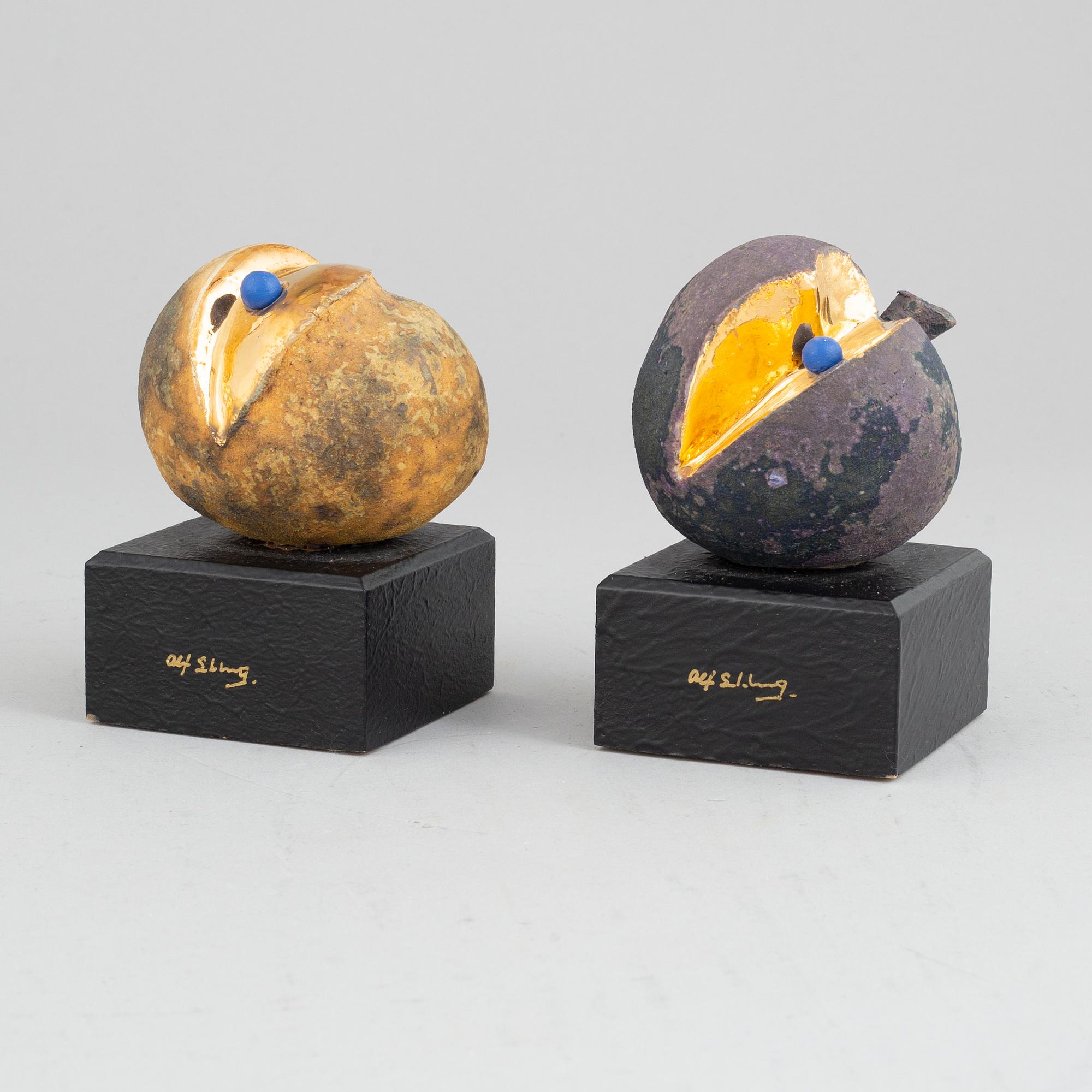 Alf Ekberg, two signed stoneware sculptures.