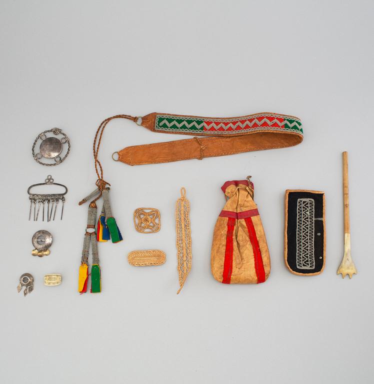 Twelve Sami items, 20th century.