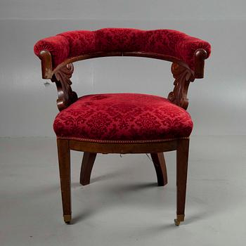 KARMSTOL/SKRIVBORDSSTOL, senempire, ca 1830-50.