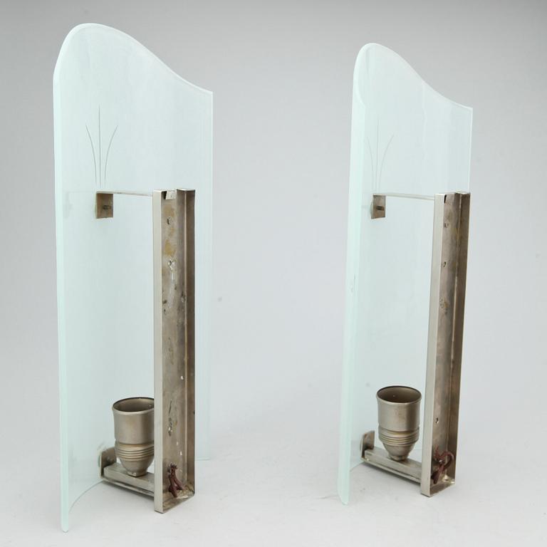 VÄGGLAMPETTER, 4 st, art deco, 1900-talets första hälft.