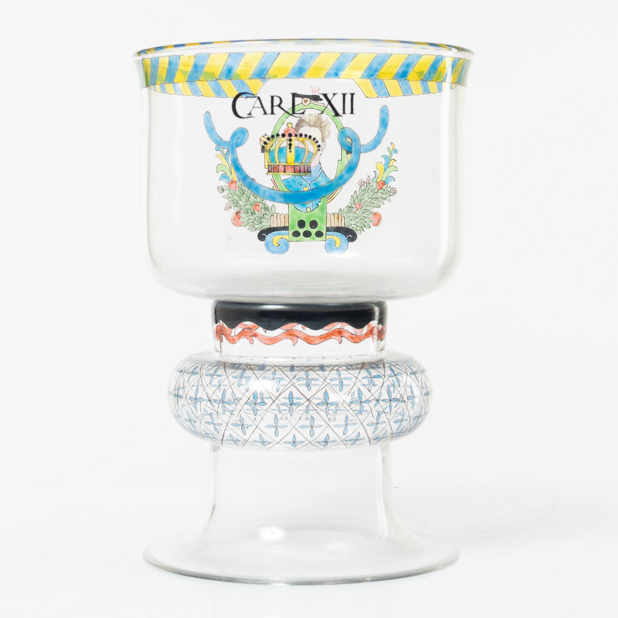 Gunnar Cyrén, a glass cup, "Carl XII", Orrefors, Sweden.