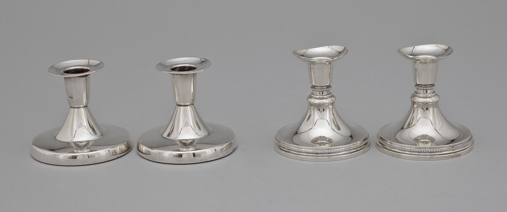 LJUSSTAKAR, 2 par, silver. Bl a MGAB, Stockholm 1956.