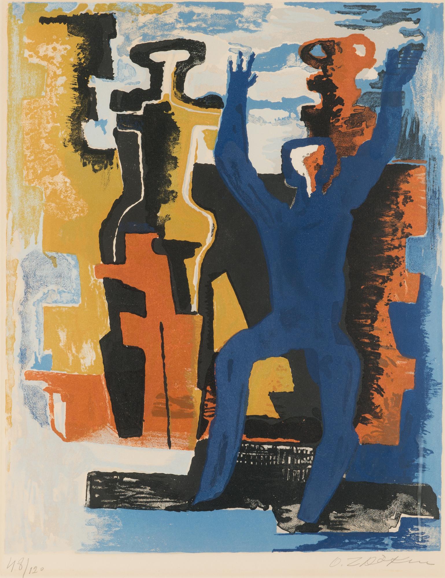 Ossip Zadkine, litografia, signeerattu ja numeroitu 48/120.