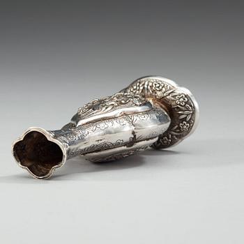 A silver vase, Qing dynasty (1644-1912). Indistinct makers mark.