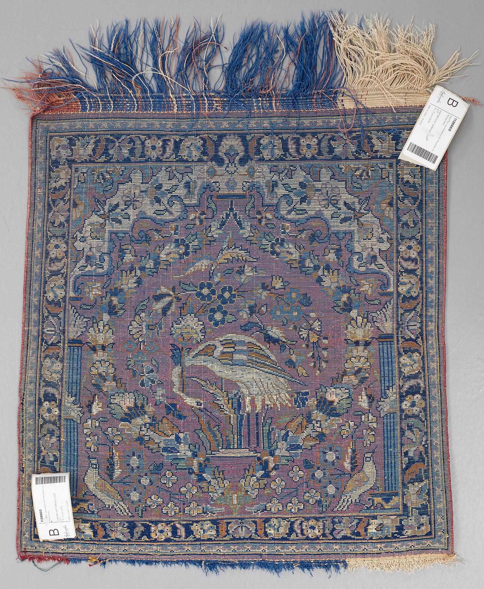 MATTO, a semi-antique silk Kashan possibly Motachem, ca 51-52,5 x 48.5-51 cm.