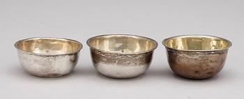 TUMLARE, 3 st, silver, bla Carl Klingwall, verksam 1761-89 i Västerås. Tot vikt ca 44 gram.