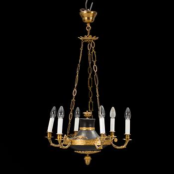 An Empire early 19th century six-light hanging lamp.
