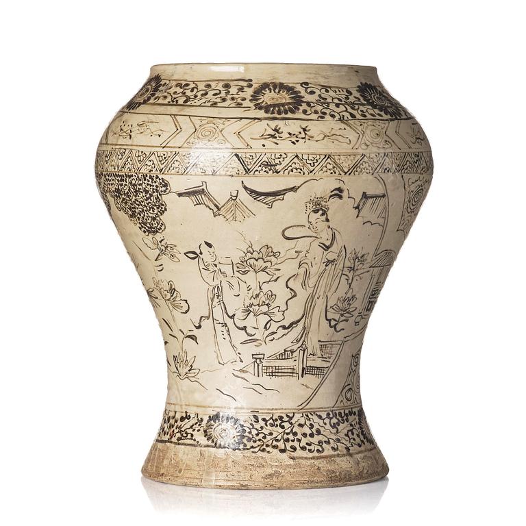A large chizhou painted jar, Ming dynasty (1368-1644).