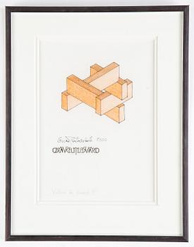 Oscar Reutersvärd, mixed media on paper, signed.