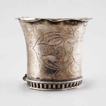 Two Swedish 19th century silver cups, mark of Gustaf I Lyberg, Eksjo and A Theodore Barkman, Varberg.