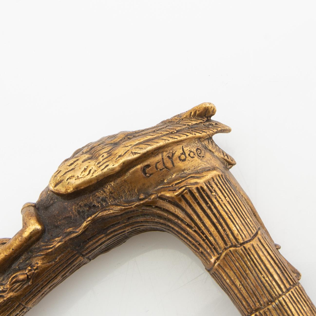 Umbrella handle Art Nouveau signed early 20th century bronze.