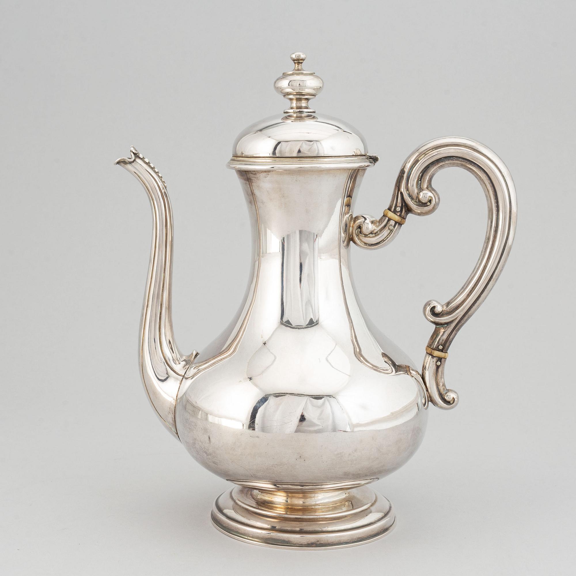 Kaffekanna, silver, Stockholm, 1800-talets andra hälft.