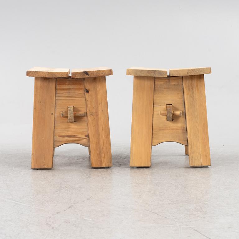David Rosén, a pair of 'Berga' stools, Nordiska Kompaniet, 1950's.