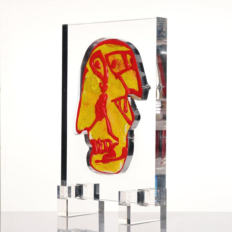 Bengt Lindström, a 'Mask C Gul' glass sculpture, Berengo, Murano, Italy 2000, ed. 3/8.