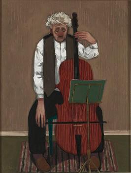 130. Pelle Åberg, Interiör med cellospelande man.