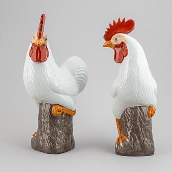 A pair of large roosters, China, 20th Century.