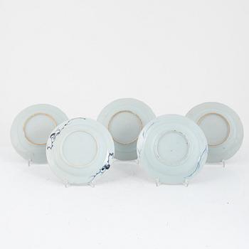 A group of five dessert dishes, Chinese porcelain, Qing dynasty, Qianlong (1736-95).