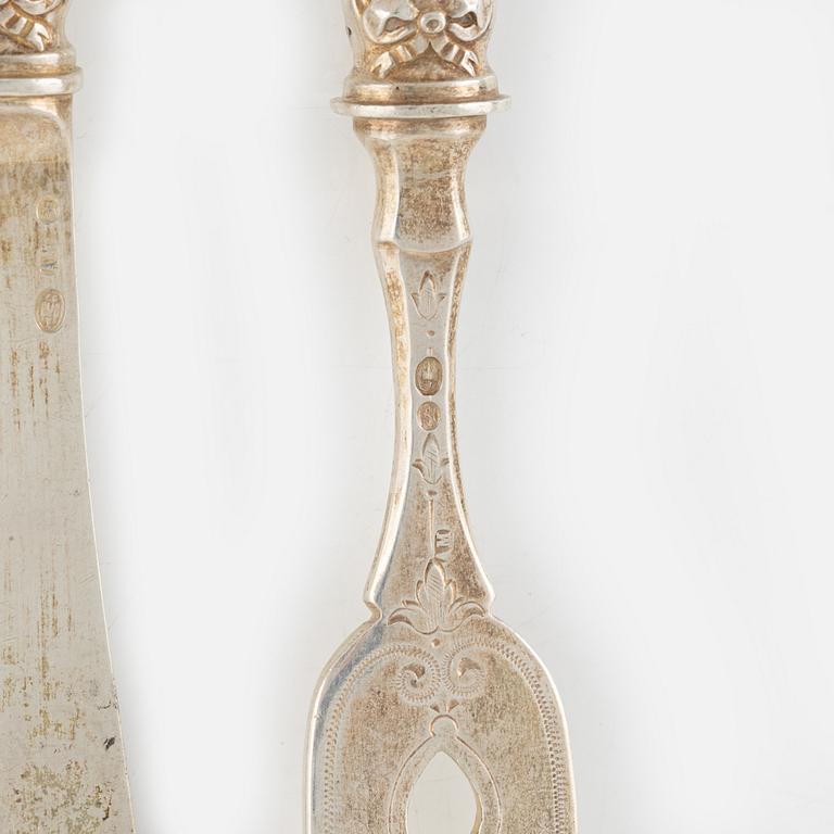 A 24-piece silver fish cutlery set, Anton Michelsen, Copenhagen, Denmark, 1897.