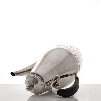 Johan Rohde, a three pieces sterling silver coffee service "Cosmos", Georg Jensen, Copenhagen 1945-77, design nr 45 A + D.