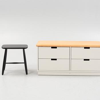A bench and stool by Nirvan Richter, Norrgavel.