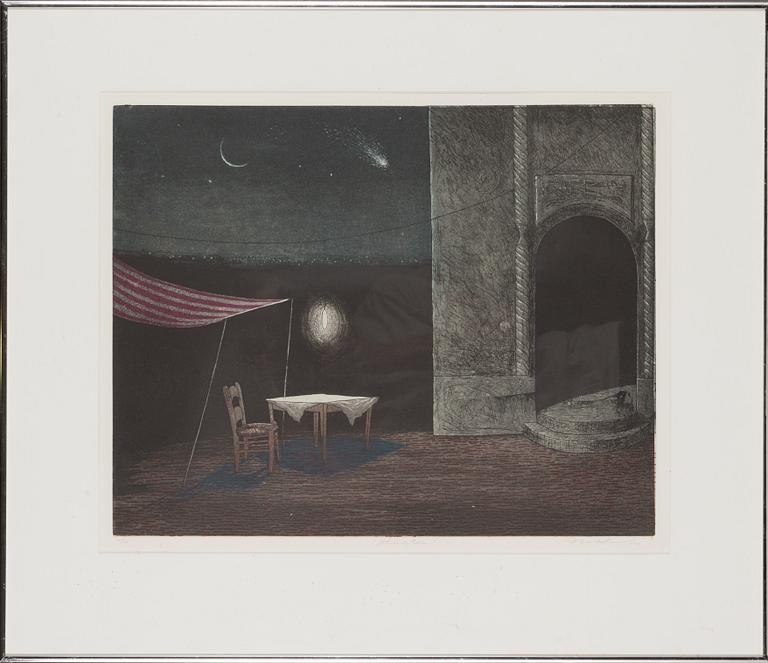 Tuula Lehtinen, etsning, akvatint, signerad och daterad 1990, numrerad 10/50.