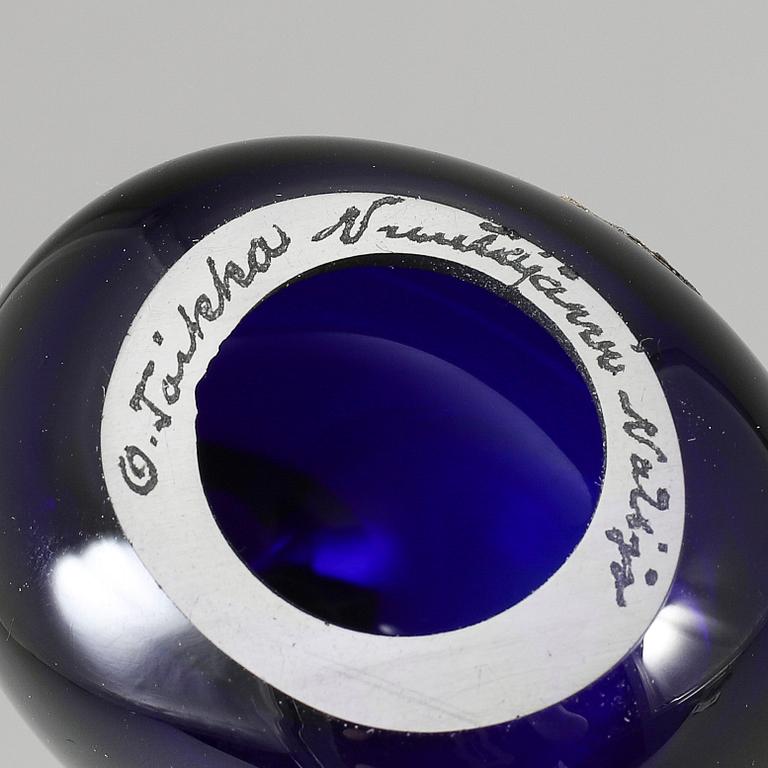 OIVA TOIKKA, glasfågel, Green Flycatcher 1972, signerad O.Toikka, Nuutajärvi Notsjö.