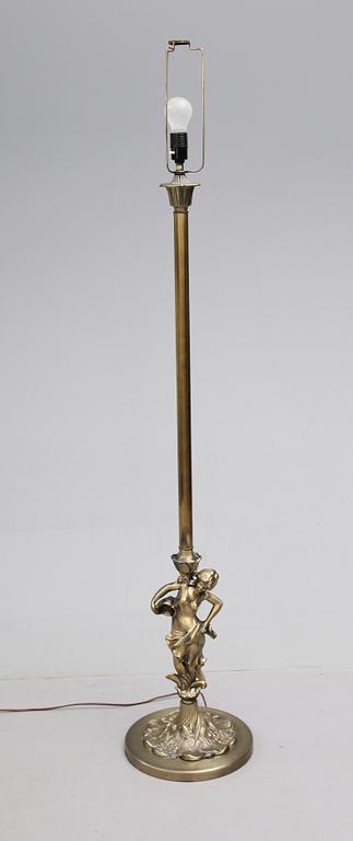 GOLVLAMPA, Tiffanystil, märkt W Decor 1308, 1900-talets andra hälft. Höjd ca 170 cm.